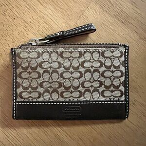 Coach Signature Mini Skinny Card Holder with Keychain